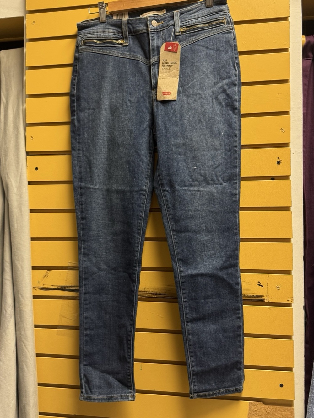 NWT Levi's 721 High-Rise Skinny Ankle Jeans Blue Denim Zip Pockets 12 W31